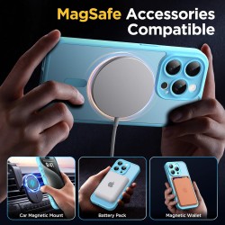Oududianzi-coque pour iphone 15 pro compatible avec magsafe magnétique, housse de arrière translucide givrée pc, tpu silicone bu