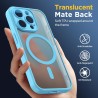 Oududianzi-coque pour iphone 15 pro compatible avec magsafe magnétique, housse de arrière translucide givrée pc, tpu silicone bu