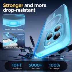 Oududianzi-coque pour iphone 15 pro compatible avec magsafe magnétique, housse de arrière translucide givrée pc, tpu silicone bu
