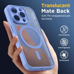 Oududianzi-Coque pour iPhone 15 Pro Compatible avec MagSafe Magnétique, Housse de Arrière Translucide Givrée PC, TPU Silicone Bu