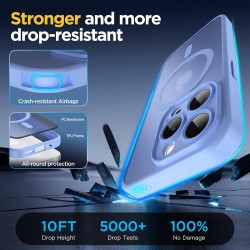 Oududianzi-Coque pour iPhone 15 Pro Compatible avec MagSafe Magnétique, Housse de Arrière Translucide Givrée PC, TPU Silicone Bu