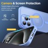 Oududianzi-Coque pour iPhone 15 Pro Compatible avec MagSafe Magnétique, Housse de Arrière Translucide Givrée PC, TPU Silicone Bu