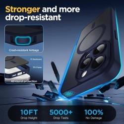 Oududianzi-coque pour iphone 15 pro compatible avec magsafe magnétique, housse de arrière translucide givrée pc, tpu silicone bu