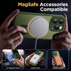 Oududianzi-coque pour iphone 15 pro compatible avec magsafe magnétique, housse de arrière translucide givrée pc, tpu silicone bu