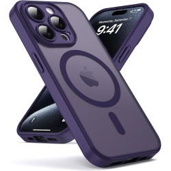 Oududianzi-Coque pour iPhone 15 Pro Compatible avec MagSafe Magnétique, Housse de Arrière Translucide Givrée PC, TPU Silicone Bu
