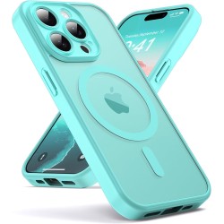 Oududianzi-Coque pour iPhone 15 Pro Max Compatible avec MagSafe Magnétique, Housse de Arrière Translucide Givrée PC, TPU Silicon