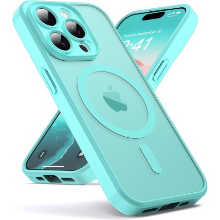 Oududianzi-Coque pour iPhone 15 Pro Max Compatible avec MagSafe Magnétique, Housse de Arrière Translucide Givrée PC, TPU Silicon