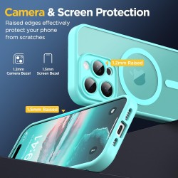 Oududianzi-Coque pour iPhone 15 Pro Max Compatible avec MagSafe Magnétique, Housse de Arrière Translucide Givrée PC, TPU Silicon