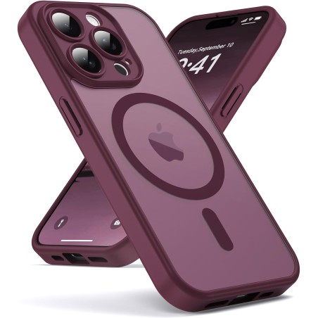 Oududianzi-Coque pour iPhone 15 Pro Max Compatible avec MagSafe Magnétique, Housse de Arrière Translucide Givrée PC, TPU Silicon