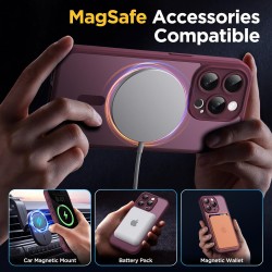 Oududianzi-Coque pour iPhone 15 Pro Max Compatible avec MagSafe Magnétique, Housse de Arrière Translucide Givrée PC, TPU Silicon
