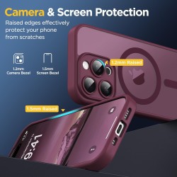 Oududianzi-Coque pour iPhone 15 Pro Max Compatible avec MagSafe Magnétique, Housse de Arrière Translucide Givrée PC, TPU Silicon