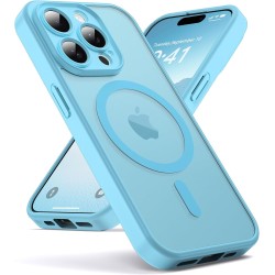 Oududianzi-coque pour iphone 15 pro max compatible avec magsafe magnétique, housse de arrière translucide givrée pc, tpu silicon
