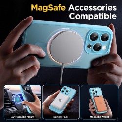 Oududianzi-coque pour iphone 15 pro max compatible avec magsafe magnétique, housse de arrière translucide givrée pc, tpu silicon