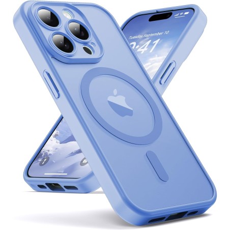Oududianzi-Coque pour iPhone 15 Pro Max Compatible avec MagSafe Magnétique, Housse de Arrière Translucide Givrée PC, TPU Silicon