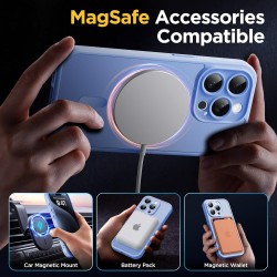 Oududianzi-Coque pour iPhone 15 Pro Max Compatible avec MagSafe Magnétique, Housse de Arrière Translucide Givrée PC, TPU Silicon