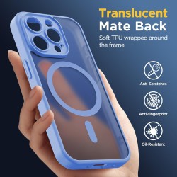 Oududianzi-Coque pour iPhone 15 Pro Max Compatible avec MagSafe Magnétique, Housse de Arrière Translucide Givrée PC, TPU Silicon