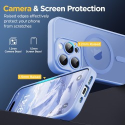 Oududianzi-Coque pour iPhone 15 Pro Max Compatible avec MagSafe Magnétique, Housse de Arrière Translucide Givrée PC, TPU Silicon