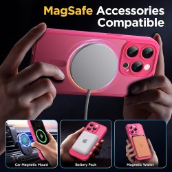 Oududianzi-Coque pour iPhone 15 Pro Max Compatible avec MagSafe Magnétique, Housse de Arrière Translucide Givrée PC, TPU Silicon
