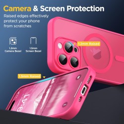 Oududianzi-Coque pour iPhone 15 Pro Max Compatible avec MagSafe Magnétique, Housse de Arrière Translucide Givrée PC, TPU Silicon