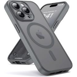Oududianzi-coque pour iphone 15 pro max compatible avec magsafe magnétique, housse de arrière translucide givrée pc, tpu silicon