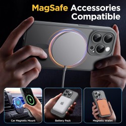 Oududianzi-coque pour iphone 15 pro max compatible avec magsafe magnétique, housse de arrière translucide givrée pc, tpu silicon