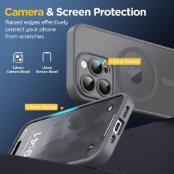 Oududianzi-coque pour iphone 15 pro max compatible avec magsafe magnétique, housse de arrière translucide givrée pc, tpu silicon