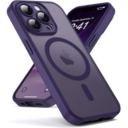 Oududianzi-Coque pour iPhone 15 Pro Max Compatible avec MagSafe Magnétique, Housse de Arrière Translucide Givrée PC, TPU Silicon