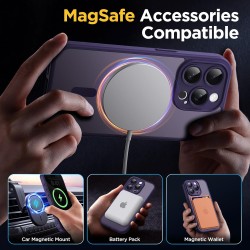 Oududianzi-Coque pour iPhone 15 Pro Max Compatible avec MagSafe Magnétique, Housse de Arrière Translucide Givrée PC, TPU Silicon