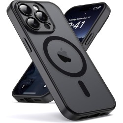 Oududianzi-Coque pour iPhone 15 Pro Max Compatible avec MagSafe Magnétique, Housse de Arrière Translucide Givrée PC, TPU Silicon