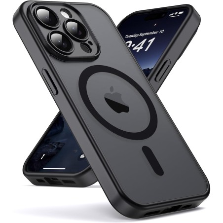 Oududianzi-Coque pour iPhone 15 Pro Max Compatible avec MagSafe Magnétique, Housse de Arrière Translucide Givrée PC, TPU Silicon