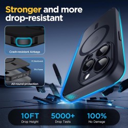 Oududianzi-Coque pour iPhone 15 Pro Max Compatible avec MagSafe Magnétique, Housse de Arrière Translucide Givrée PC, TPU Silicon