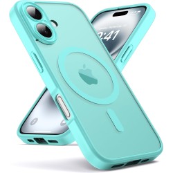 Oududianzi - Coque pour iPhone 16 Compatible avec MagSafe Magnétique, Housse de Arrière Translucide Givrée PC, TPU Silicone Bump