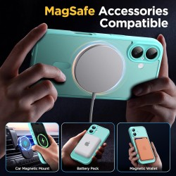 Oududianzi - Coque pour iPhone 16 Compatible avec MagSafe Magnétique, Housse de Arrière Translucide Givrée PC, TPU Silicone Bump