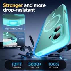 Oududianzi - Coque pour iPhone 16 Compatible avec MagSafe Magnétique, Housse de Arrière Translucide Givrée PC, TPU Silicone Bump