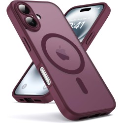 Oududianzi - Coque pour iPhone 16 Compatible avec MagSafe Magnétique, Housse de Arrière Translucide Givrée PC, TPU Silicone Bump