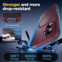 Oududianzi - Coque pour iPhone 16 Compatible avec MagSafe Magnétique, Housse de Arrière Translucide Givrée PC, TPU Silicone Bump