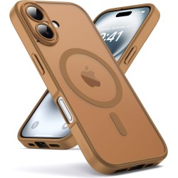 Oududianzi - coque pour iphone 16 compatible avec magsafe magnétique, housse de arrière translucide givrée pc, tpu silicone bump