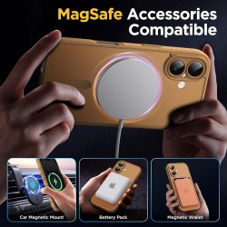 Oududianzi - coque pour iphone 16 compatible avec magsafe magnétique, housse de arrière translucide givrée pc, tpu silicone bump