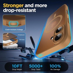 Oududianzi - coque pour iphone 16 compatible avec magsafe magnétique, housse de arrière translucide givrée pc, tpu silicone bump