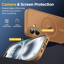 Oududianzi - coque pour iphone 16 compatible avec magsafe magnétique, housse de arrière translucide givrée pc, tpu silicone bump