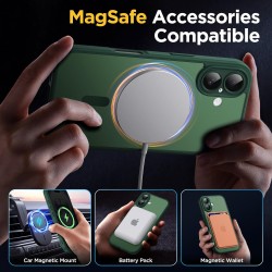 Oududianzi - coque pour iphone 16 compatible avec magsafe magnétique, housse de arrière translucide givrée pc, tpu silicone bump