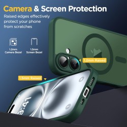 Oududianzi - coque pour iphone 16 compatible avec magsafe magnétique, housse de arrière translucide givrée pc, tpu silicone bump