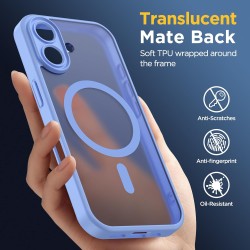 Oududianzi - Coque pour iPhone 16 Compatible avec MagSafe Magnétique, Housse de Arrière Translucide Givrée PC, TPU Silicone Bump