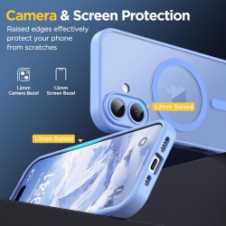 Oududianzi - Coque pour iPhone 16 Compatible avec MagSafe Magnétique, Housse de Arrière Translucide Givrée PC, TPU Silicone Bump