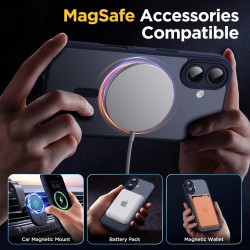 Oududianzi - coque pour iphone 16 compatible avec magsafe magnétique, housse de arrière translucide givrée pc, tpu silicone bump