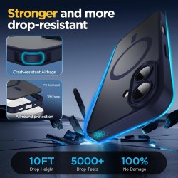 Oududianzi - coque pour iphone 16 compatible avec magsafe magnétique, housse de arrière translucide givrée pc, tpu silicone bump