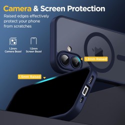 Oududianzi - coque pour iphone 16 compatible avec magsafe magnétique, housse de arrière translucide givrée pc, tpu silicone bump