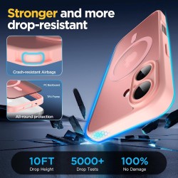 Oududianzi - Coque pour iPhone 16 Compatible avec MagSafe Magnétique, Housse de Arrière Translucide Givrée PC, TPU Silicone Bump