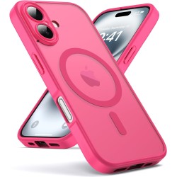 Oududianzi - Coque pour iPhone 16 Compatible avec MagSafe Magnétique, Housse de Arrière Translucide Givrée PC, TPU Silicone Bump