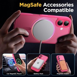 Oududianzi - Coque pour iPhone 16 Compatible avec MagSafe Magnétique, Housse de Arrière Translucide Givrée PC, TPU Silicone Bump